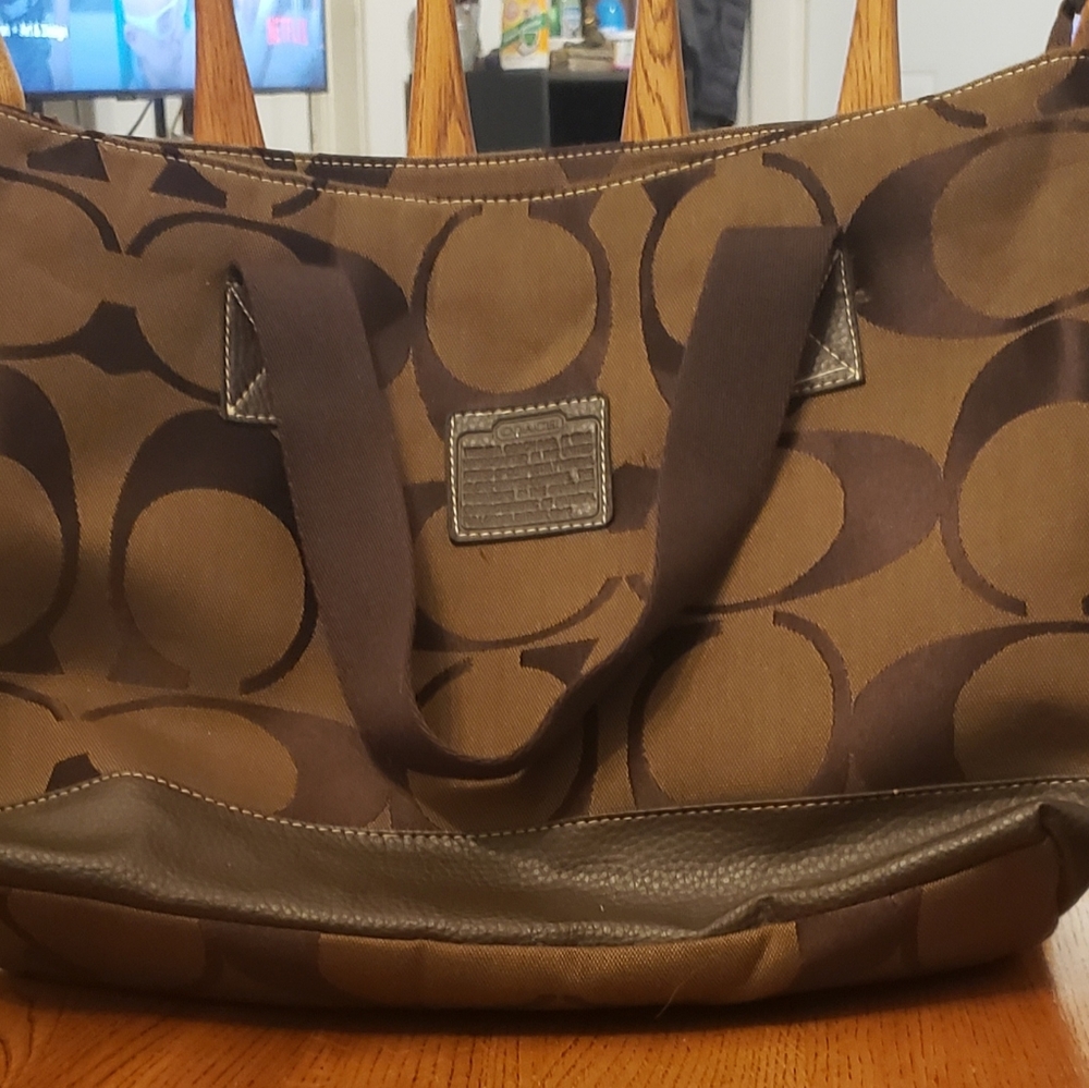 Brown Coach canvas bag purse